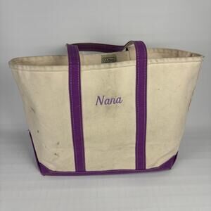 Vintage LL Bean "Nana" Purple Boat and Tote Sz Large Made in USA Cotton Bag